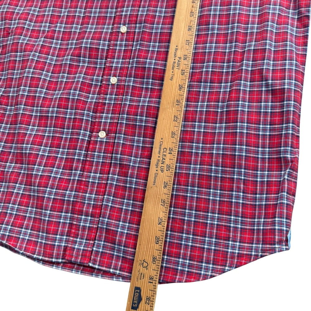 Cremieux Mens L Red Blue Plaid Button Down Shirt Long Sleeve Cotton - Picture 7 of 8